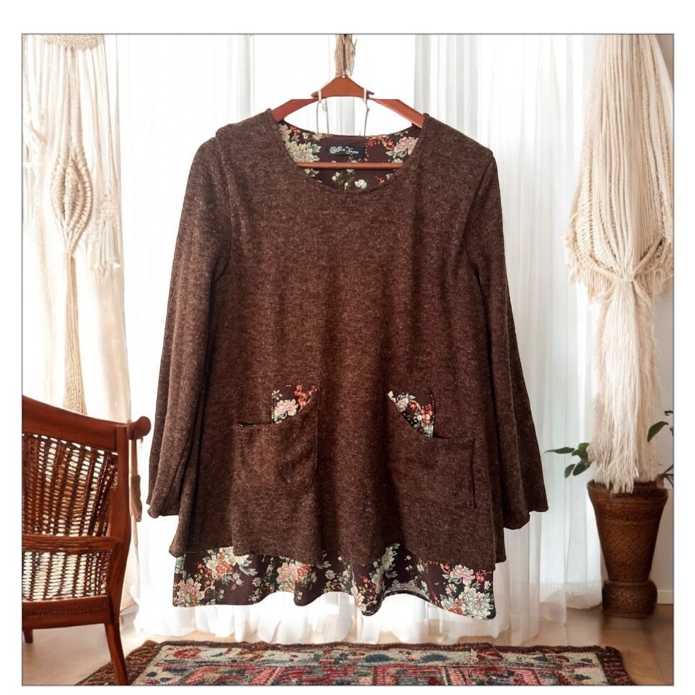 Boutique-HK-Floral Boho Layered Chiffon tunic Top- CottageCore-So soft-EUC-SzM😍 - Picture 3 of 11